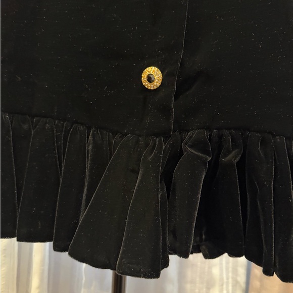 Elegant Vintage Saks Fifth Ave. Black Velvet Dress with Gold Buttons - Picture 5 of 5
